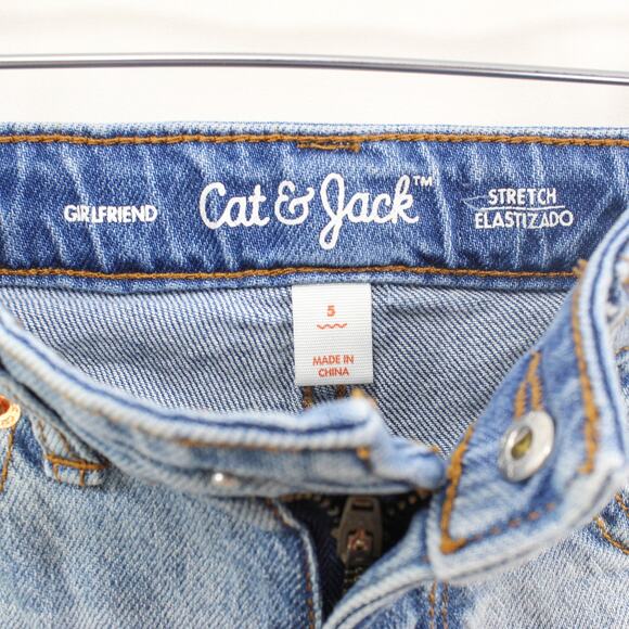 CAT & JACK Blue Light Wash Patch Work Skinny Jeans - Picture 2 of 7